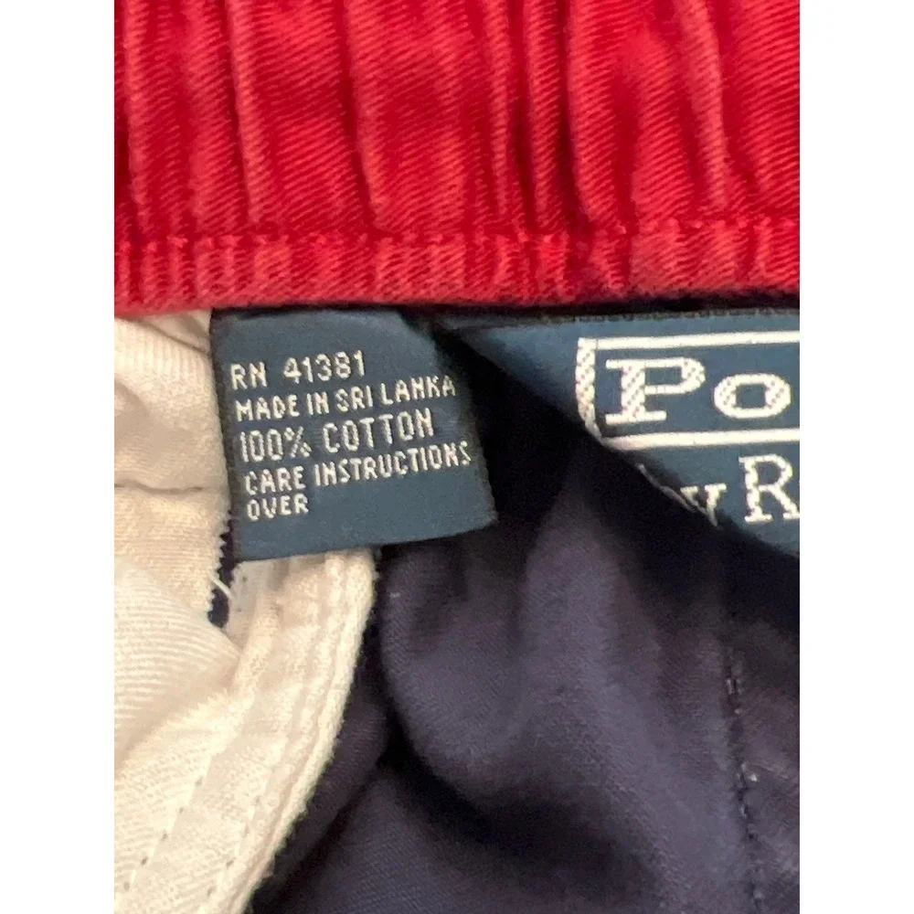 Vintage 90's Polo Ralph Lauren‎ Navy Blue Cotton Elastic Waist Drawstring Shorts